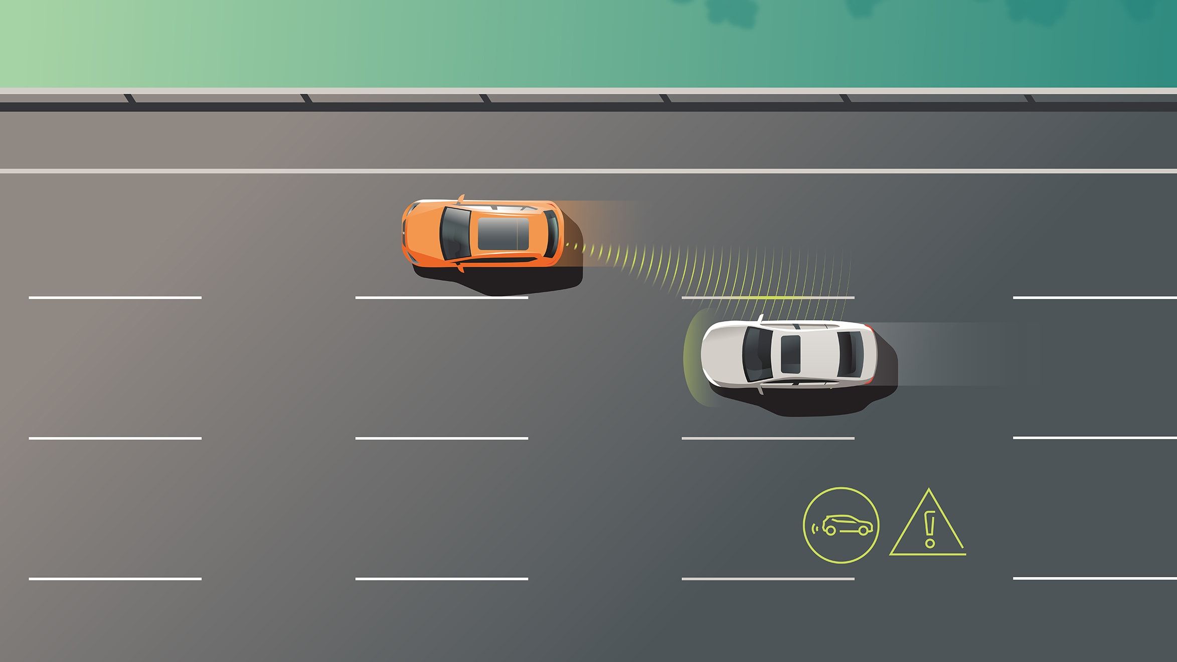 Der Neue SEAT Leon erkennt mit Blind-Spot-Sensor herankommende PKWs.