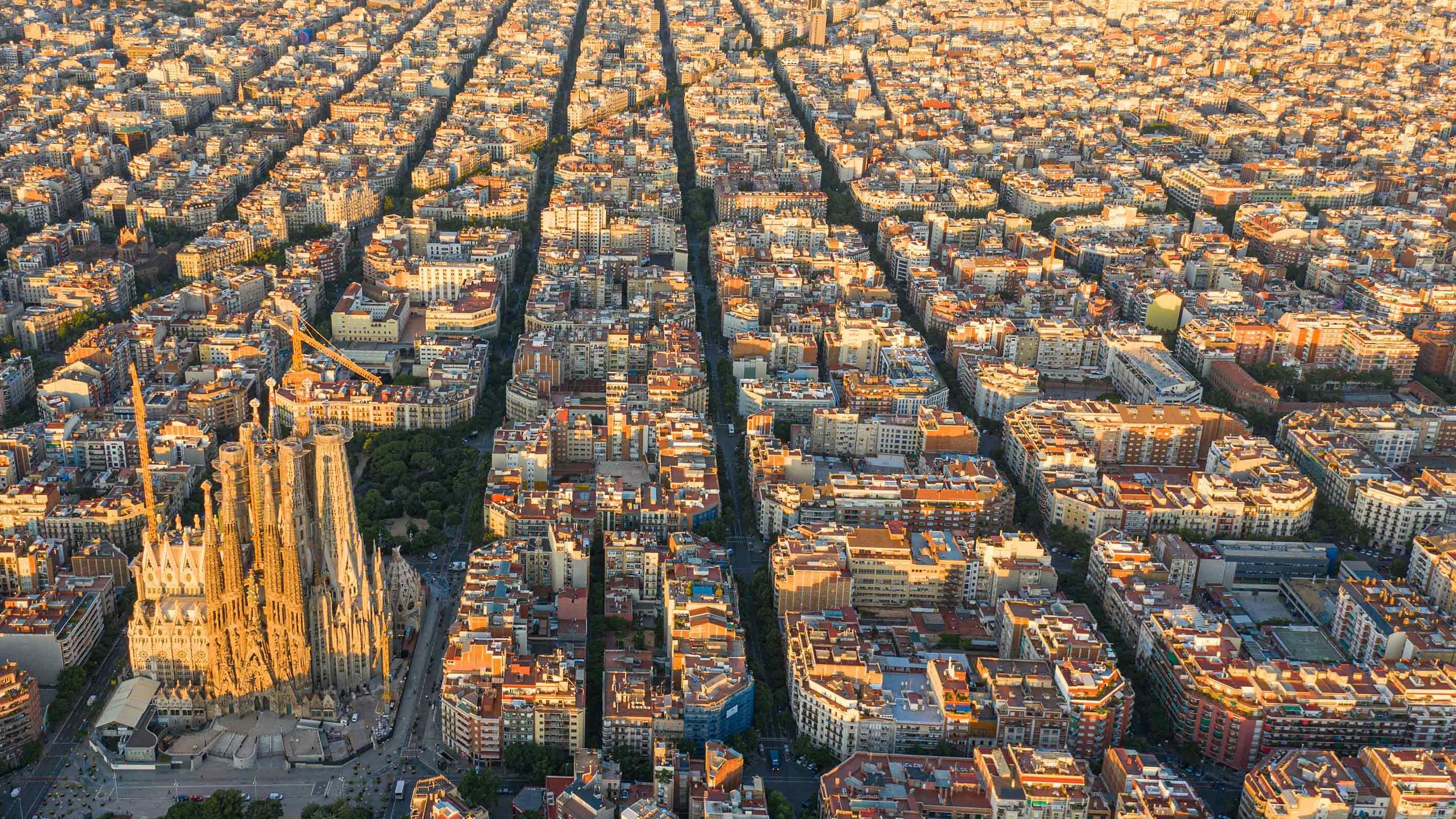 Blick auf Barcelona und mit Blick auf Sagrada Familia 