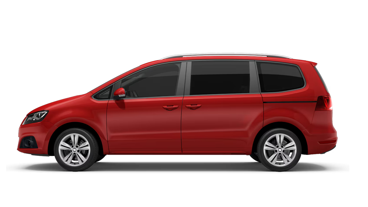 Seitenansicht von einem roten SEAT Alhambra