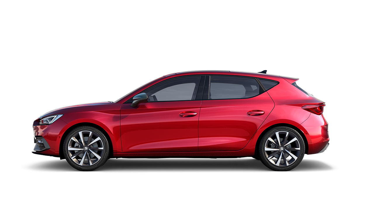 SEAT Leon in rot Seitenansicht.